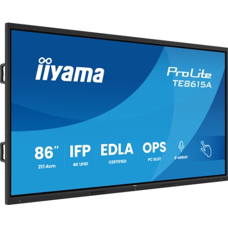 iiyama TE8615A-B2AG visualizzatore di messaggi Pannello piatto interattivo 2,17 m (85.6") Wi-Fi 550 cd/m² 4K Ultra HD Nero Touc