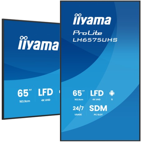 iiyama LH6575UHS-B2AG visualizzatore di messaggi Pannello piatto per segnaletica digitale 163,8 cm (64.5") LCD Wi-Fi 500 cd/m² 