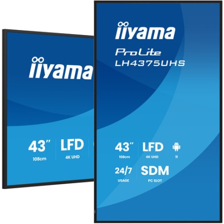 iiyama LH4375UHS-B2AG visualizzatore di messaggi Pannello piatto per segnaletica digitale 108 cm (42.5") LCD Wi-Fi 500 cd/m² 4K