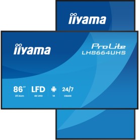 iiyama LH8664UHS-B3AG visualizzatore di messaggi Pannello piatto per segnaletica digitale 2,17 m (85.6") Wi-Fi 450 cd/m² 4K Ult