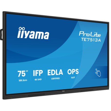 iiyama TE7513A-B2AG visualizzatore di messaggi Pannello piatto interattivo 190,5 cm (75") Wi-Fi 500 cd/m² 4K Ultra HD Nero Touc