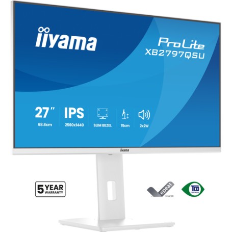 iiyama ProLite XB2797QSU-W1 Monitor PC 68,6 cm (27") 2560 x 1440 Pixel Quad HD LED Bianco