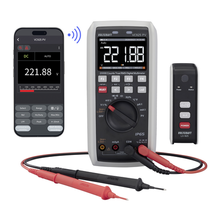 VOLTCRAFT VC925 PV Photovoltaik-Multimeter digital Strahlwassergeschützt (IP65) CAT III 1500 V, CAT IV 1000 V Anzeige (Counts): (VC-15361740)