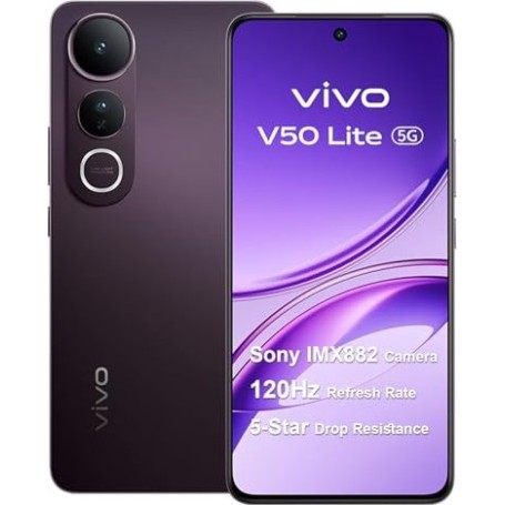 Vivo V50 Lite 5G 8GB 256GB, 120Hz 6.77" AMOLED, 50 MP ,5200 mAh Akku, Dual-SIM, IP69, Android 15, Schwarz (5669310)