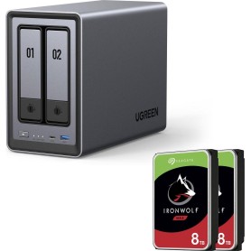 Ugreen NASync DXP2800 2-Bay NAS mit 16 TB (2x 8 TB Seagate IronWolf) Intel N100 8 GB DDR5 (25369 & 2x ST8000VN004)