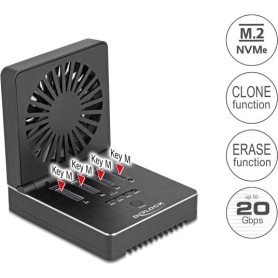 Delock USB 20 Gbps M.2 Dockingstation für 4 x M.2 NVMe PCIe SSD mit Klon- und Löschfunktion (64352)
