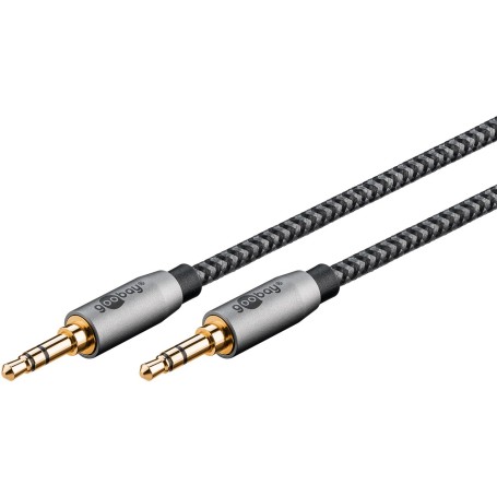 Plus Audio Verbindungskabel AUX 3,5mm stereo (schwarz/silber, 1 Meter) (65273)