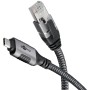 Ethernet-Kabel USB-C 3.2 Gen2 Stecker  RJ-45 Stecker (schwarz/silber, 3 Meter, geflochtener Textilmantel) (70699)