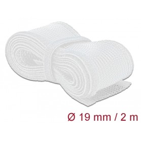 DeLOCK Manicotto intrecciato con gancio e anello di fissaggio da 2 m x 19 mm bianco (20702)