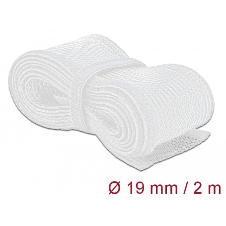 DeLOCK Manicotto intrecciato con gancio e anello di fissaggio da 2 m x 19 mm bianco (20702)