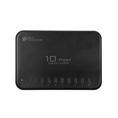 GC USB-Desktop-Schnellladestation 200W, 10-Port (10x USB-C), schwarz (PCA-D007S)