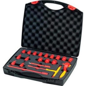 Ratschenschlssel-Set isoliert, 3/8" (rot/gelb, 21-teilig) (43023)