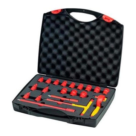 Ratschenschlssel-Set isoliert, 3/8" (rot/gelb, 21-teilig) (43023)