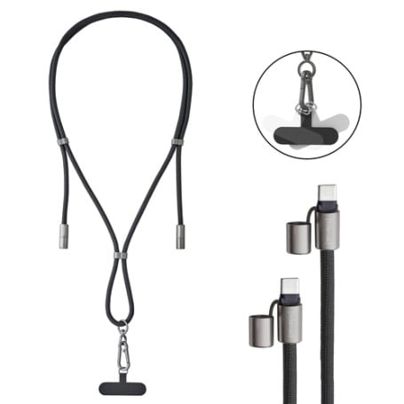 Intenso Cell Phone Charging Lanyard USB-C Nylon Black (7991000)