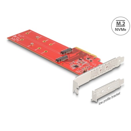 DeLOCK Scheda PCI Express x8 a 2 x interno NVMe M.2 Chiave M 110 mm - Biforcazione - Fattore di forma a basso profilo (90616)