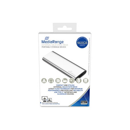 MediaRange MR1103 unità esterna a stato solido 900 GB USB tipo-C 3.2 Gen 2 (3.1 Gen 2) Argento