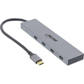 InLine USB 3.2 Gen.2 Hub (10Gb/s), 4 porte USB-C, OTG, custodia in allumi (35392B)