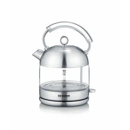 Glas-Wasserkocher Retro WK 3459 (edelstahl/schwarz, 1,7 Liter)