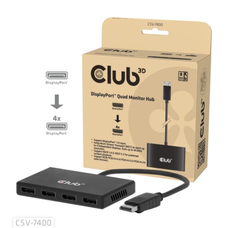 CLUB3D CSV-7400 ripartitore video DisplayPort 4x DisplayPort