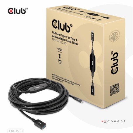CLUB3D CAC-1538 cavo USB USB 3.2 Gen 1 (3.1 Gen 1) 10 m USB C USB A Nero