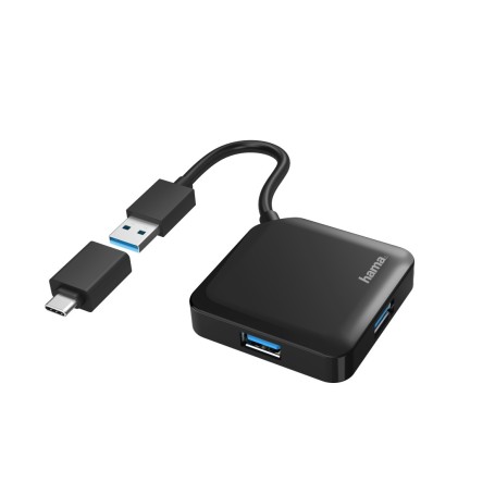 Hama 00200116 hub di interfaccia USB 3.2 Gen 1 (3.1 Gen 1) Type-A + Type-C 5000 Mbit/s Nero