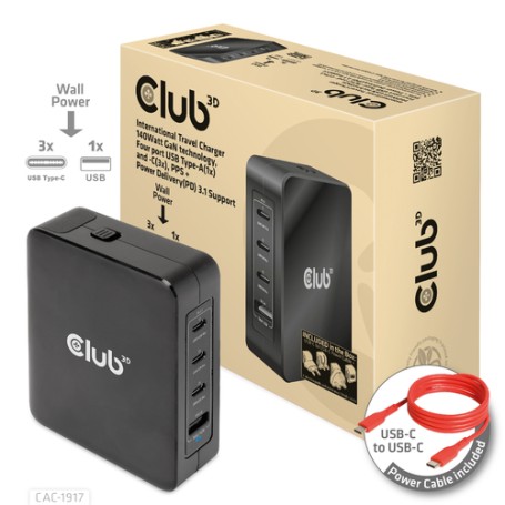 CLUB3D CAC-1917 Caricabatterie per dispositivi mobili Universale Nero AC Ricarica rapida Interno