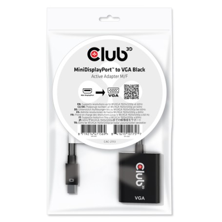 CLUB3D CAC-2113 cavo e adattatore video 0,228 m Mini Displayport VGA Nero