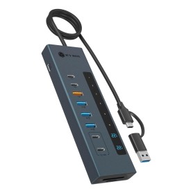 ICY BOX IB-HUB1742CR-C2PD USB 3.2 Gen 2 (3.1 Gen 2) Type-A + Type-C 10000 Mbit/s Nero (61159)