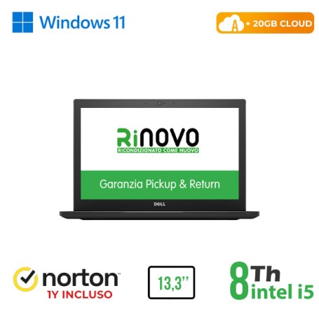 RINOVO NB DELL REFURBISHED Latitude E7390 i5-8X00U DDR4 16GB SSD 480GB 13.3" W11P No Dvd Grade A 1Y (RN42534314)