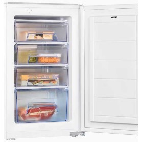 Congelatore da incasso Exquisit EGS101-080E, altezza nicchia 88 cm, 77 L, porta scorrevole, 4 cassetti, bianco