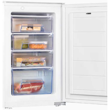 Congelatore da incasso Exquisit EGS101-080E, altezza nicchia 88 cm, 77 L, porta scorrevole, 4 cassetti, bianco