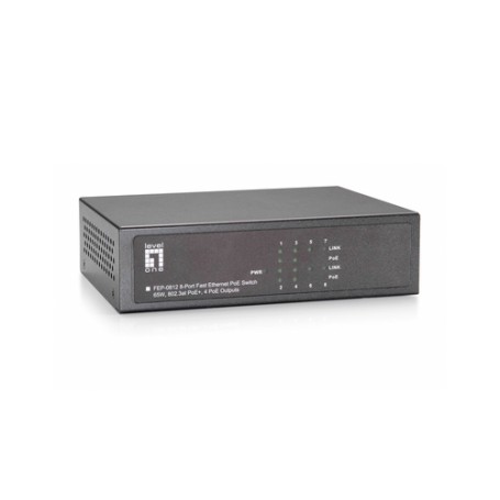 LevelOne FEP-0812 switch di rete Fast Ethernet (10/100) Supporto Power over Ethernet (PoE) Nero (FEP-0812)