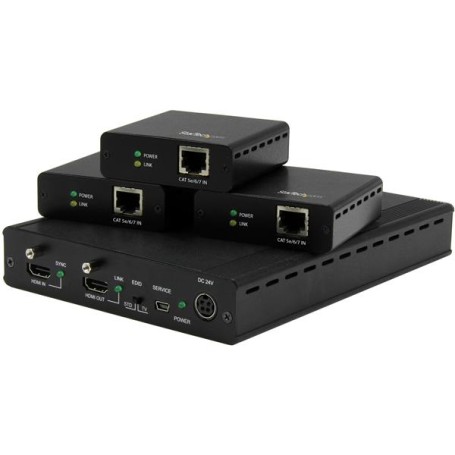 StarTech.com Kit extender HDBaseT a 3 porte con 3 Ricevitori - Splitter HDMI 1x3 via Cat5 - fino a 4K (ST124HDBT)