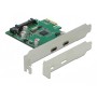 DeLOCK PCI Express x1 Card to 2 x external SuperSpeed USB (USB 3.2 Gen 1) USB Type-C™ female scheda di interfaccia e a (90493)