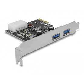 PCIe x1 Karte zu 2x ext. USB 3.2 Gen 1 (4-pin-Stromanschluss) (89243)