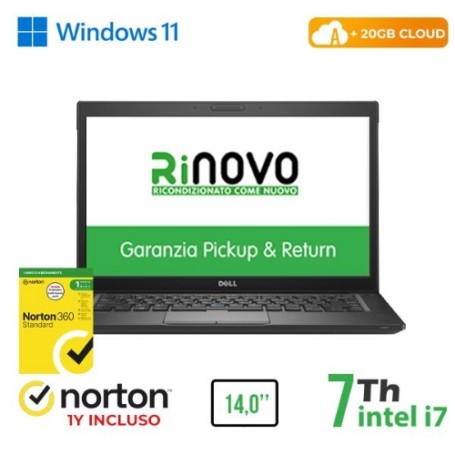 NB DELL RINOVO REFURBISHED Latitude E7480 RN42622311 14" i7-7xxU 8GB SSD 256GB W11P + CLOUD 20GB + NORTON