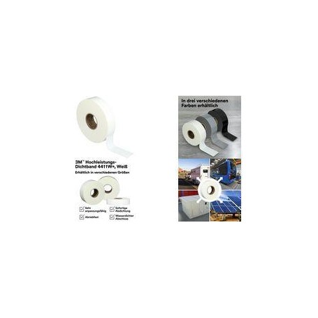 3M Hochleistungs-Dichtband 4411W+, 50 mm x 33 m, weiß Acryl-Klebeband mit TPO-Trägermaterial, zur Herstellung - 1 Stück (4411