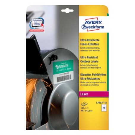 Avery L7913-10 etichetta autoadesiva Rettangolo con angoli arrotondati Permanente Bianco 120 pz