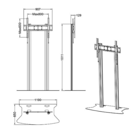 PIANTANA H180 800 X 600 125KG BLACK (MB2579)