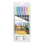 Tombow ABT-6P-2 marcatore Fine Blu, Menta, Rosa, Viola, Giallo 6 pz (PABT-6P-2)