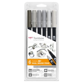 Tombow ABT Dual Brush Pen Set marcatore Grigio 6 pz (PABT-6P-6)