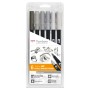 Tombow ABT Dual Brush Pen Set marcatore Grigio 6 pz (PABT-6P-6)