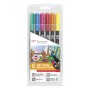 Tombow 272472063 marcatore Fine/Medio Blu, Verde, Arancione, Rosa, Rosso, Giallo 6 pz (PABT-6P-3)