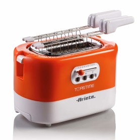 Ariete 159 Toastime - Tostapane con Pinze per 2 fette di pane - 9 Gradi di Doratura - 700 Watt - Bianco e Arancio (ARI-159)