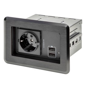 StarTech.com Scatola per presa di corrente singola per tavolo conferenze con 2 porte di ricarica USB (KITBZPOWEU)