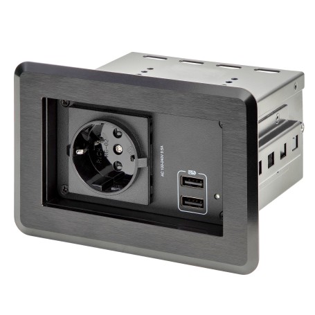 StarTech.com Scatola per presa di corrente singola per tavolo conferenze con 2 porte di ricarica USB (KITBZPOWEU)