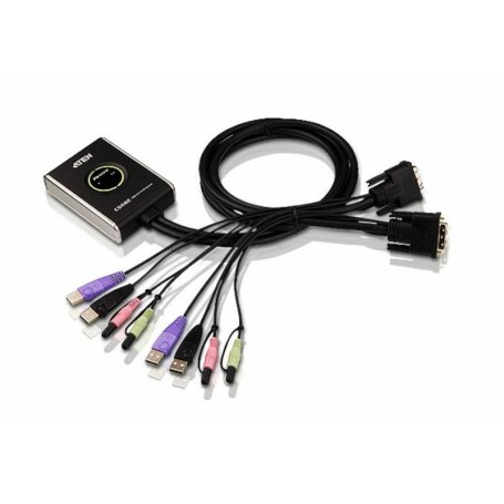 ATEN Switch KVM cavo USB DVI/audio a 2 porte con selettore porta remota (CS682)