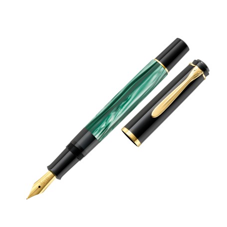 Pelikan 994095 penna stilografica Sistema di riempimento integrato Nero, Oro, Verde, Color marmo 1 pz (994095)