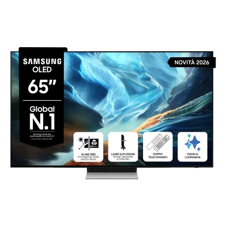 Samsung OLED AI TV 65" QE65S90HAEXZT 4K, Processore NQ4 AI Gen3, 4K AI Upscaling Pro, Glare Free, OLED HDR+, Motion Xcelerator 1