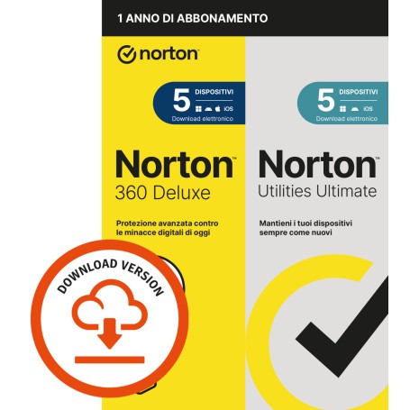 NORTON 360 DELUXE 2026 -ANTITRUFFA- 5 DISPOSITIVI 12 MESI 50GB + UTILITIES ULTIMATE - IT ESD (21483825)